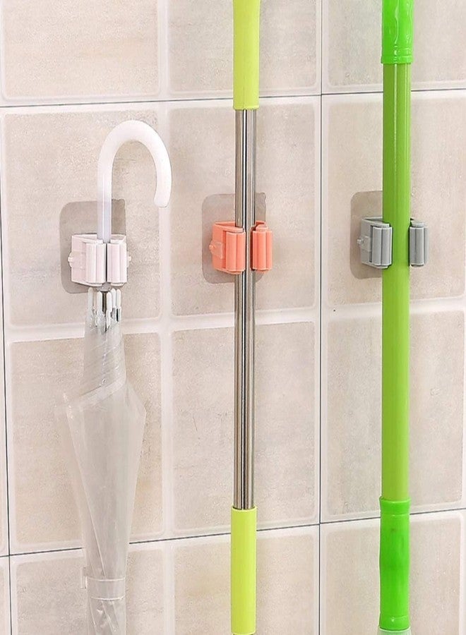 سكاي ووك مجموعة من 4 حوامل للمكنسة والممسحة ذاتية اللصق قابلة لإعادة الاستخدام ومضادة للانزلاق، تُثبت على الحائط، لتنظيم المنزل والمطبخ وخزانة الملابس (ألوان متنوعة) - Image 5